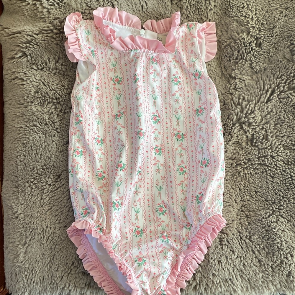 Kids Pink Floral One-Piece Swimsuit